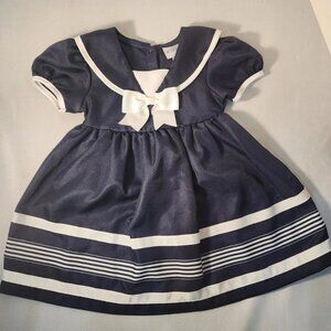 Rare Editions Girls Navy Nautical Special Occasion Lined Dress Size 2t